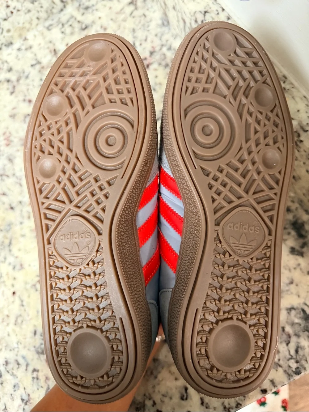 adidas Grey and Red Spezial Suede Sneakers